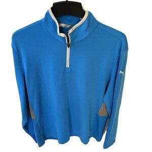 Puma Golf Pro Gamer Blue 1/4 Zip Pullover Long Sleeve Shirt Size Large